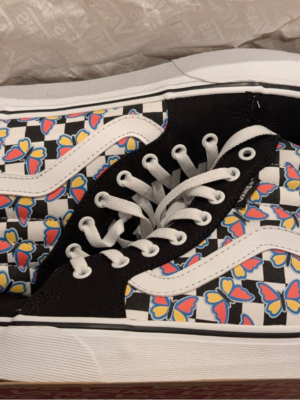 Vans Black & White Checkerboard Butterfly Classic Sneakers